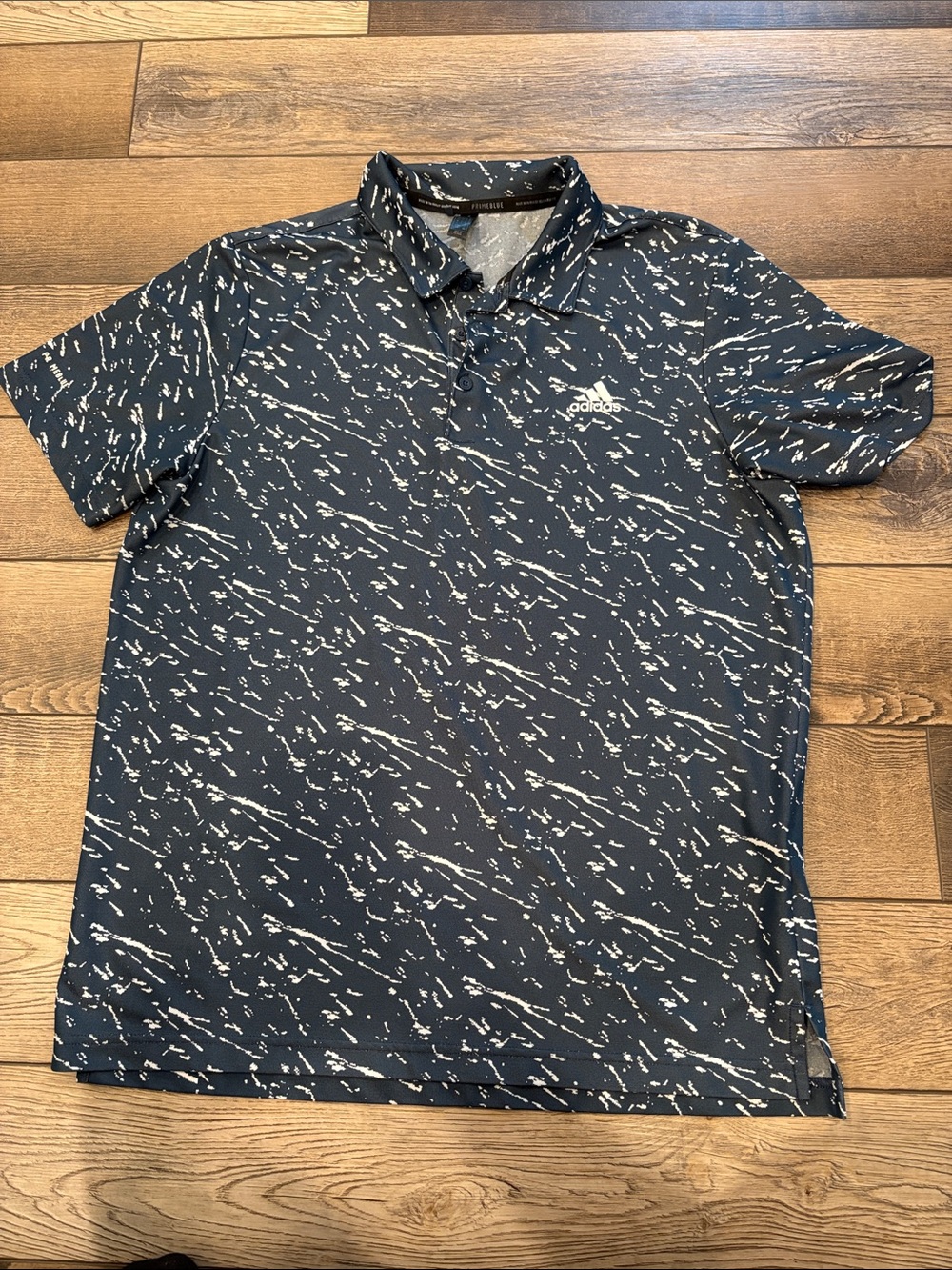 adidas Navy Polo with White Splatter Pattern